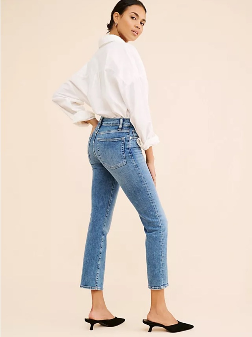 FRAME Le High Straight Medium Wash Jeans - Picture 2 of 4